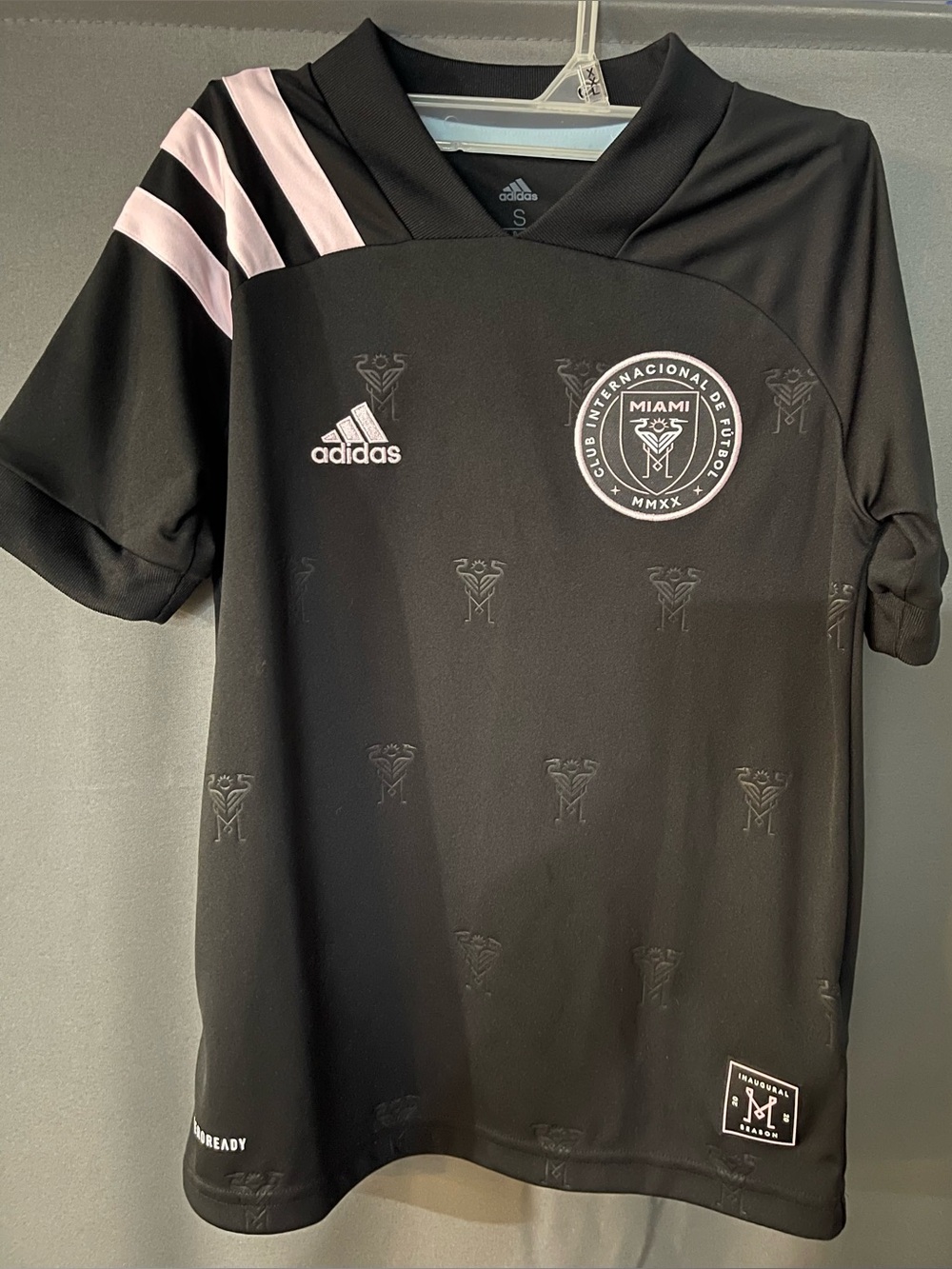 adidas Kids Black & Light Pink Inter Miami Soccer Jersey